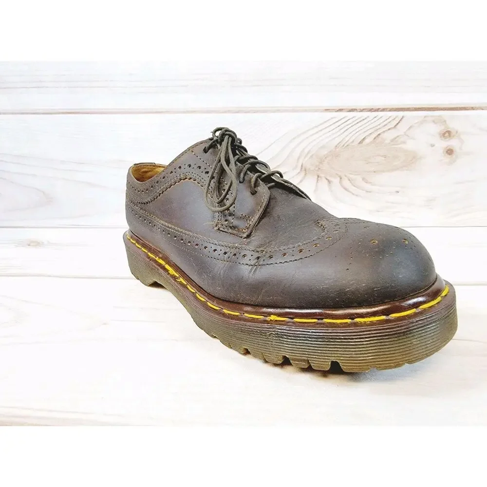 Doc Martens 3989/34 Brown Brogue Wingtip Oxford Shoes Mens Sz 7 Vintage England